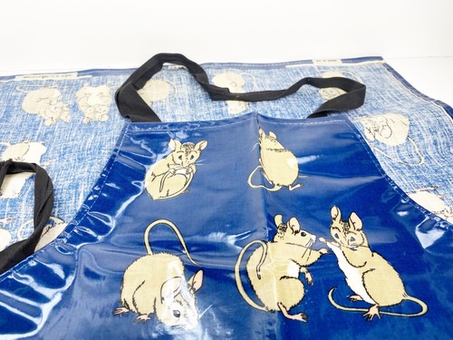 Blue mice vintage apron - mice, by